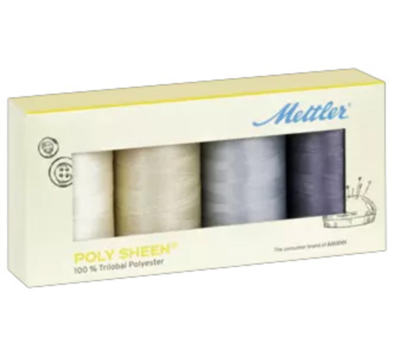 Mettler Poly Sheen Granite Thread Set by Mettler | (4 40wt Polyester Large Spools)